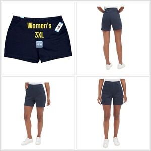 Women's Nautica 3XL Pull On Shorts Navy Blue Elastic Waistband Twill Spandex NWT
